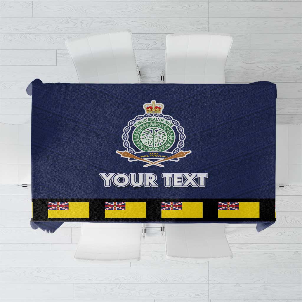Niue Merry Christmas Tablecloth Santa Suit Style With Hiapo Pattern LT03 Blue - Polynesian Pride