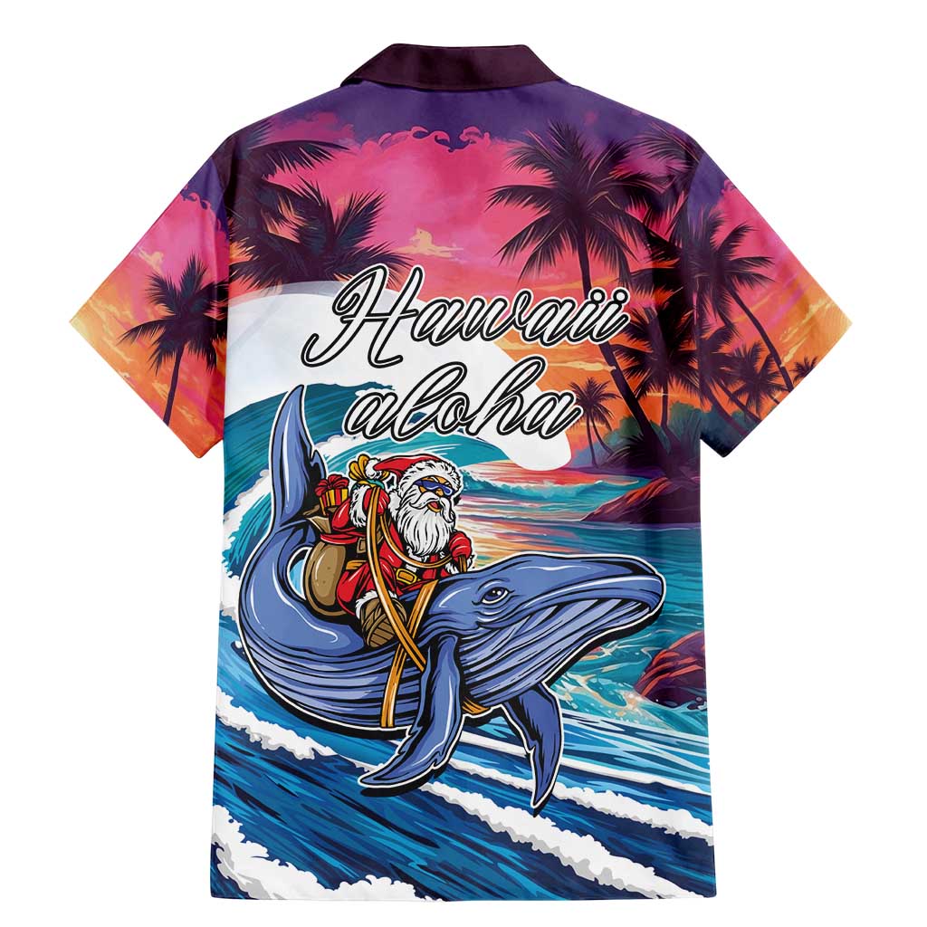 Hawaiian Mele Kalikimaka Family Matching Mermaid Dress and Hawaiian Shirt Santa Claus Driving The Whale with Sunset Ocean Landscape LT03 - Polynesian Pride