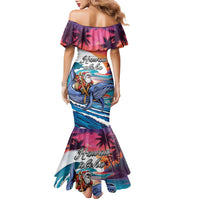 Hawaiian Mele Kalikimaka Family Matching Mermaid Dress and Hawaiian Shirt Santa Claus Driving The Whale with Sunset Ocean Landscape LT03 - Polynesian Pride