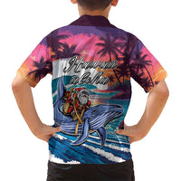 Hawaiian Mele Kalikimaka Family Matching Off Shoulder Maxi Dress and Hawaiian Shirt Santa Claus Driving The Whale with Sunset Ocean Landscape LT03 - Polynesian Pride