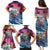 Hawaiian Mele Kalikimaka Family Matching Puletasi and Hawaiian Shirt Santa Claus Driving The Whale with Sunset Ocean Landscape