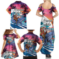 Hawaiian Mele Kalikimaka Family Matching Summer Maxi Dress and Hawaiian Shirt Santa Claus Driving The Whale with Sunset Ocean Landscape LT03 - Polynesian Pride