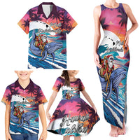 Hawaiian Mele Kalikimaka Family Matching Tank Maxi Dress and Hawaiian Shirt Santa Claus Driving The Whale with Sunset Ocean Landscape LT03 - Polynesian Pride