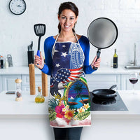 Guam and United States Together Apron Bald Eagle and Guam Seal with Flower and Tribal Tattoos - Polynesian Pride