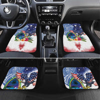 Guam and United States Together Car Mats Bald Eagle and Guam Seal with Flower and Tribal Tattoos LT03 Set 4pcs Multicolor - Polynesian Pride
