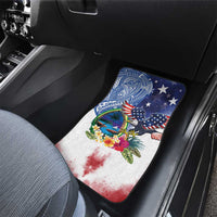 Guam and United States Together Car Mats Bald Eagle and Guam Seal with Flower and Tribal Tattoos LT03 - Polynesian Pride