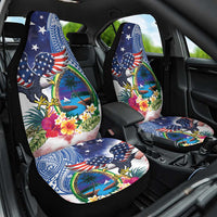 Guam and United States Together Car Seat Cover Bald Eagle and Guam Seal with Flower and Tribal Tattoos LT03 One Size Multicolor - Polynesian Pride