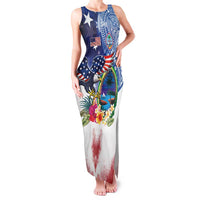 Guam and United States Together Family Matching Tank Maxi Dress and Hawaiian Shirt Bald Eagle and Guam Seal with Flower and Tribal Tattoos LT03 Mom's Dress Multicolor - Polynesian Pride