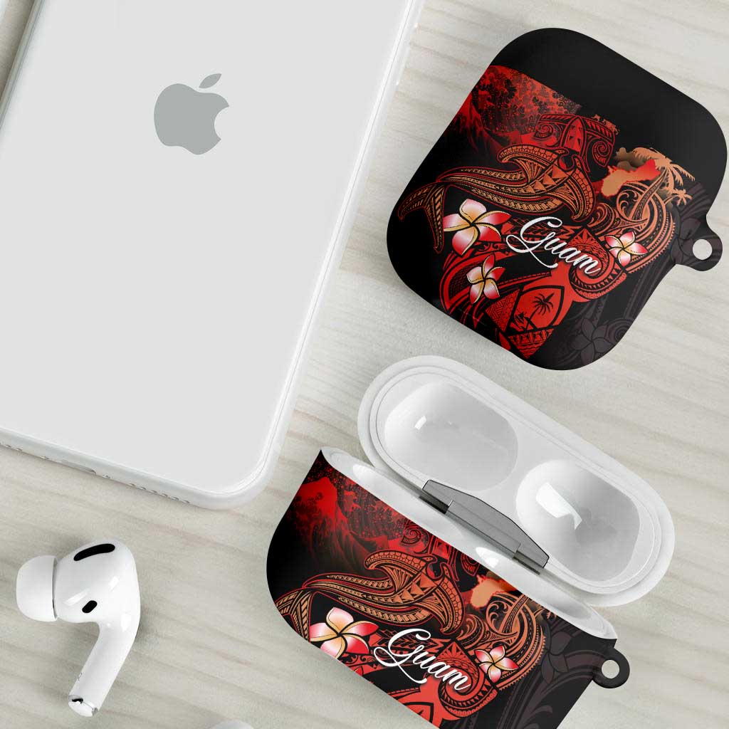 Guam Tribal Chamorro AirPods Case Polynesian Shark with Plumeria and Sea Vibe - Polynesian Pride
