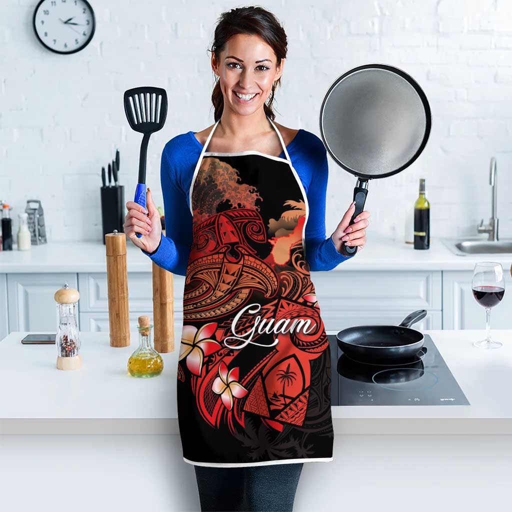 Guam Tribal Chamorro Apron Polynesian Shark with Plumeria and Sea Vibe - Polynesian Pride