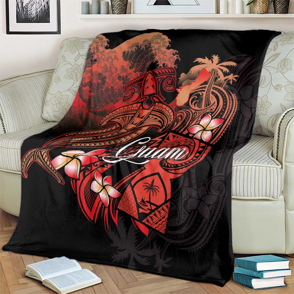 Guam Tribal Chamorro Blanket Polynesian Shark with Plumeria and Sea Vibe LT03 - Polynesian Pride