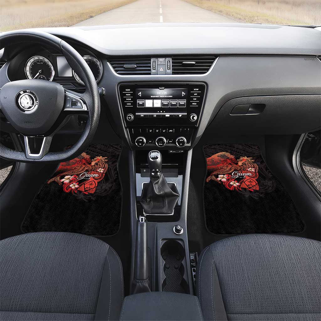 Guam Tribal Chamorro Car Mats Polynesian Shark with Plumeria and Sea Vibe - Polynesian Pride