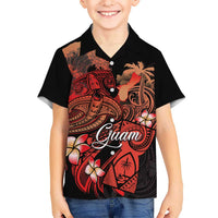 Guam Tribal Chamorro Family Matching Long Sleeve Bodycon Dress and Hawaiian Shirt Polynesian Shark with Plumeria and Sea Vibe LT03 Son's Shirt Black - Polynesian Pride