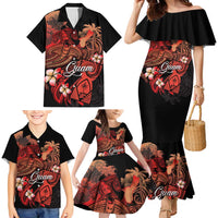 Guam Tribal Chamorro Family Matching Mermaid Dress and Hawaiian Shirt Polynesian Shark with Plumeria and Sea Vibe LT03 - Polynesian Pride