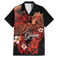 Guam Tribal Chamorro Family Matching Mermaid Dress and Hawaiian Shirt Polynesian Shark with Plumeria and Sea Vibe LT03 Dad's Shirt - Short Sleeve Black - Polynesian Pride
