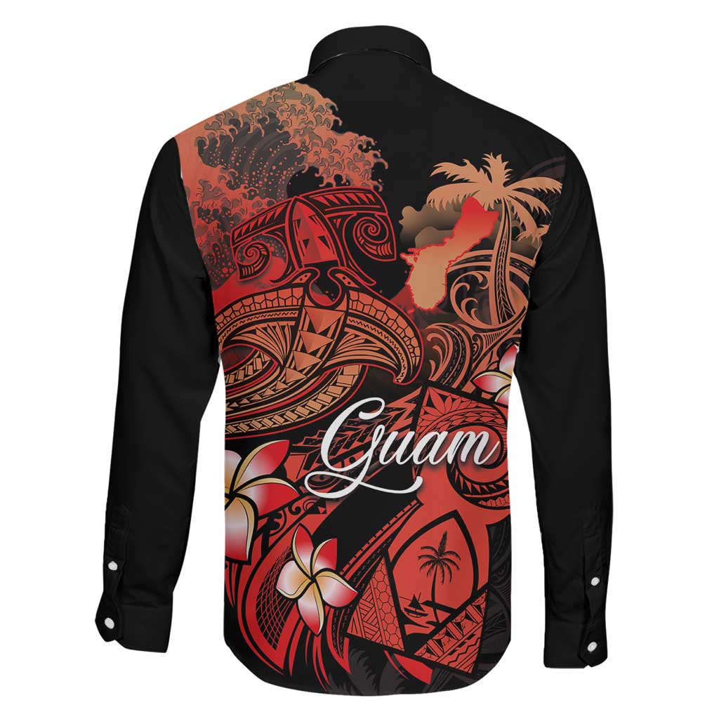 Guam Tribal Chamorro Family Matching Off Shoulder Short Dress and Hawaiian Shirt Polynesian Shark with Plumeria and Sea Vibe LT03 - Polynesian Pride