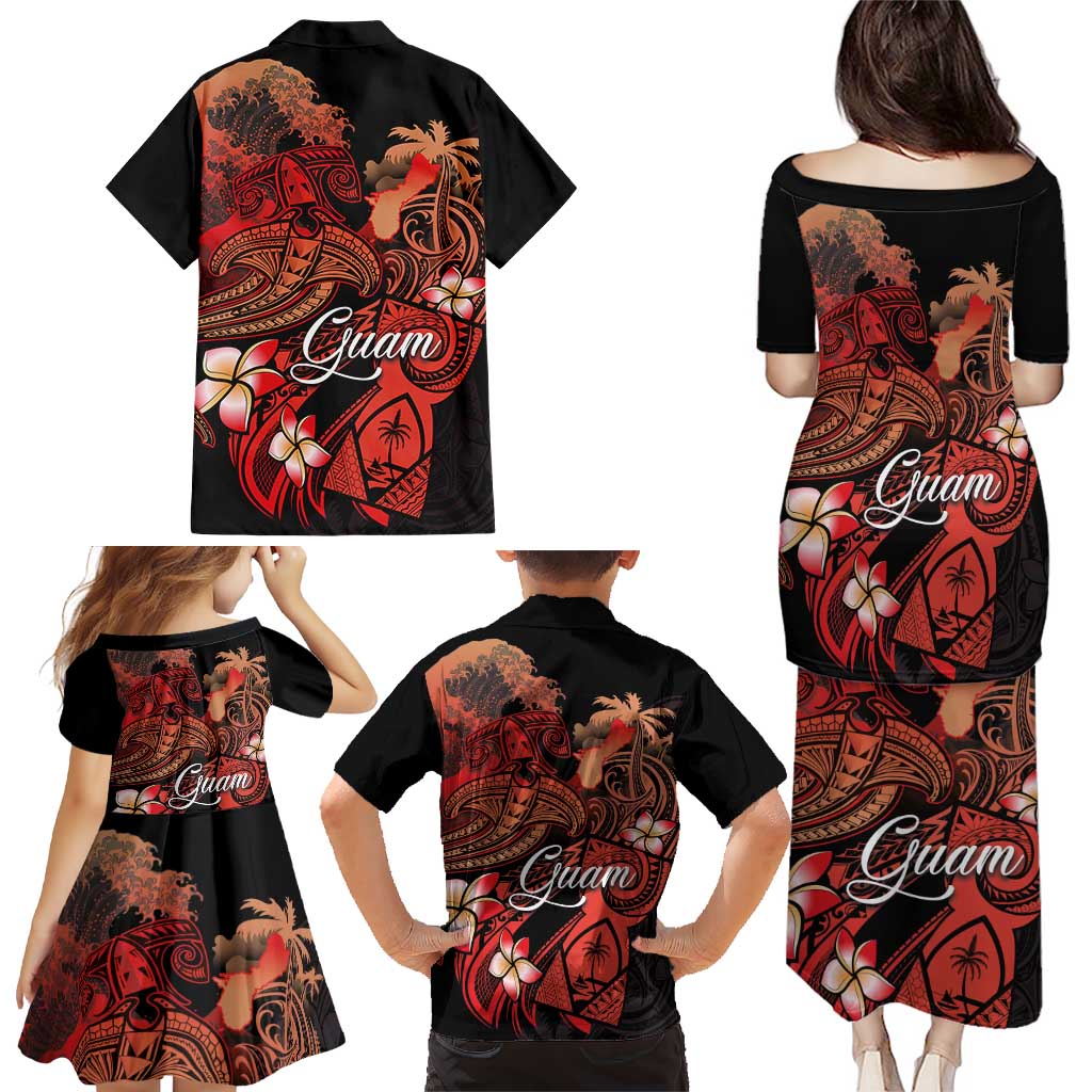 Guam Tribal Chamorro Family Matching Puletasi and Hawaiian Shirt Polynesian Shark with Plumeria and Sea Vibe LT03 - Polynesian Pride