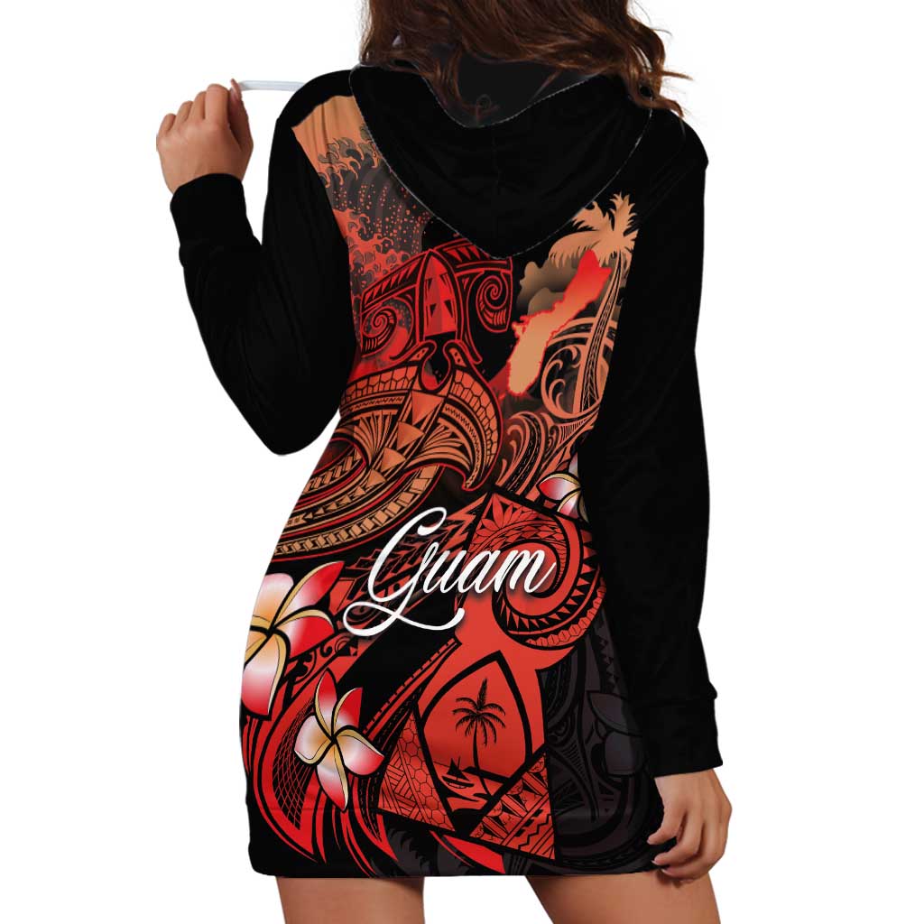 Guam Tribal Chamorro Hoodie Dress Polynesian Shark with Plumeria and Sea Vibe LT03 - Polynesian Pride