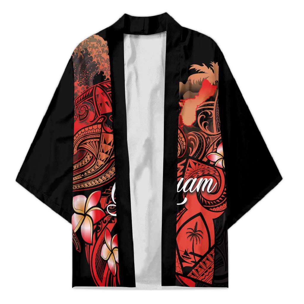 Guam Tribal Chamorro Kimono Polynesian Shark with Plumeria and Sea Vibe - Polynesian Pride