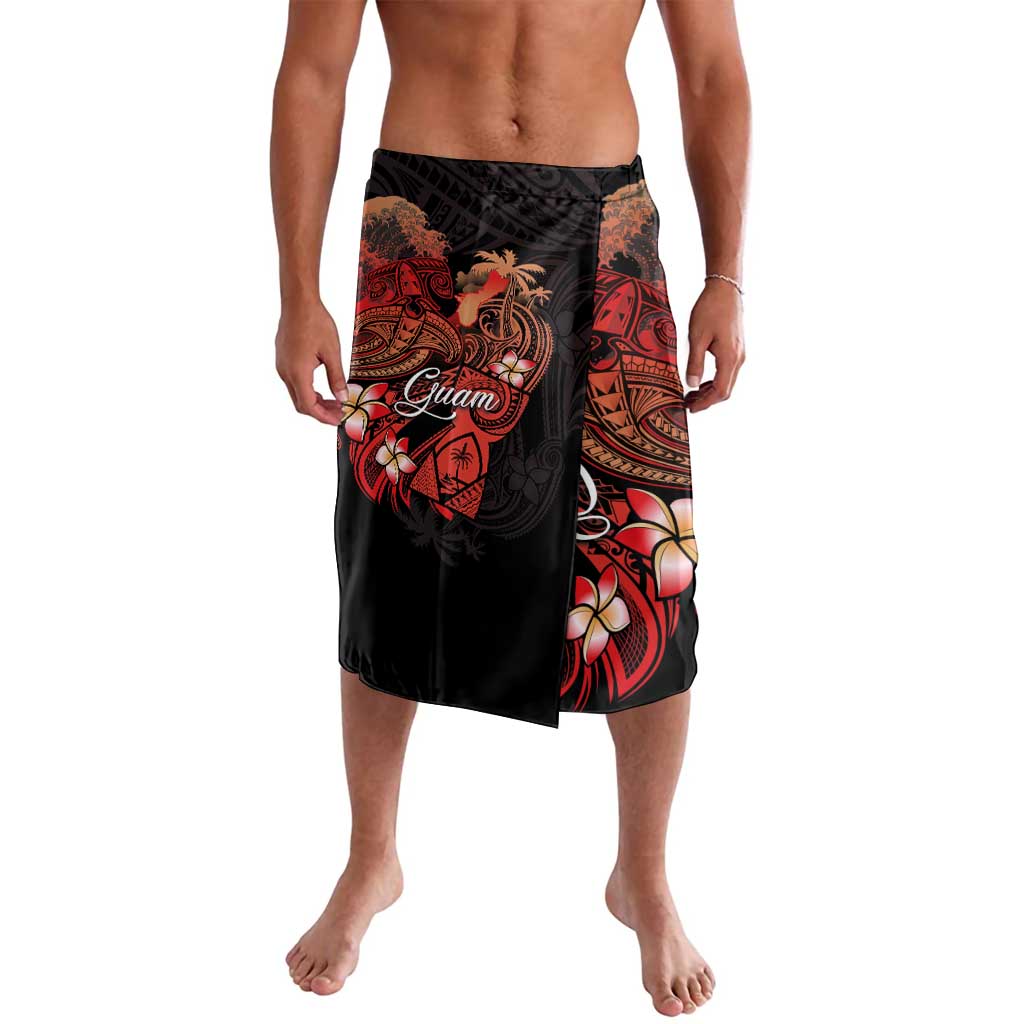 Guam Tribal Chamorro Lavalava Polynesian Shark with Plumeria and Sea Vibe - Polynesian Pride