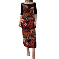 Guam Tribal Chamorro Puletasi Polynesian Shark with Plumeria and Sea Vibe - Polynesian Pride