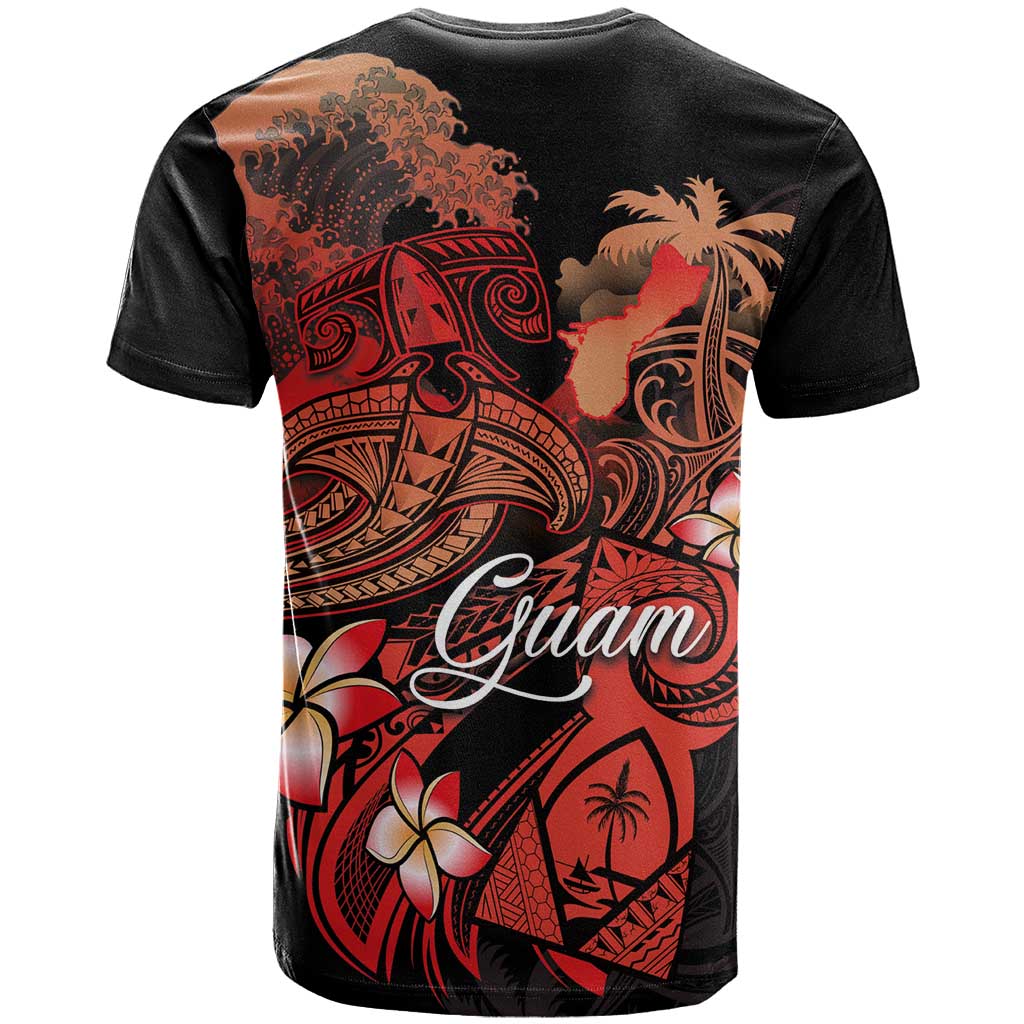 Guam Tribal Chamorro T Shirt Polynesian Shark with Plumeria and Sea Vibe LT03 - Polynesian Pride