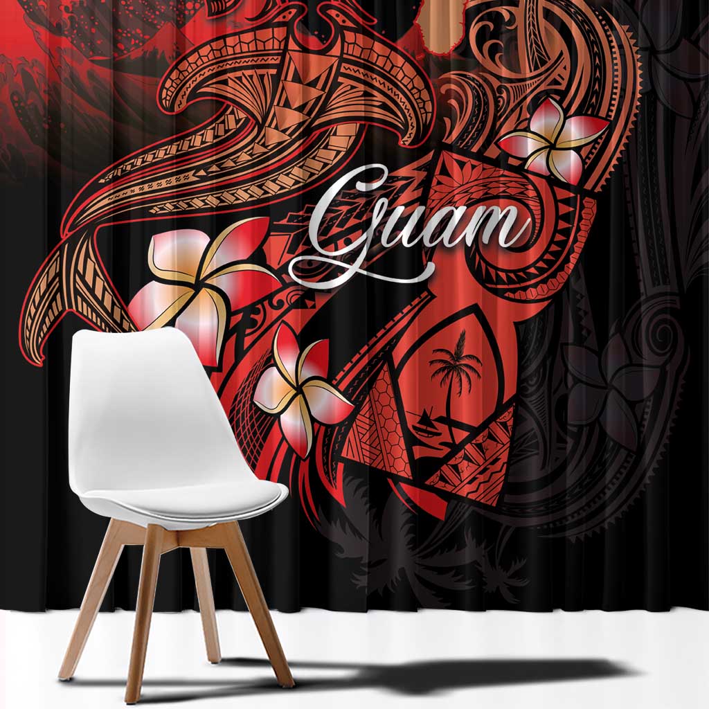 Guam Tribal Chamorro Window Curtain Polynesian Shark with Plumeria and Sea Vibe LT03 - Polynesian Pride