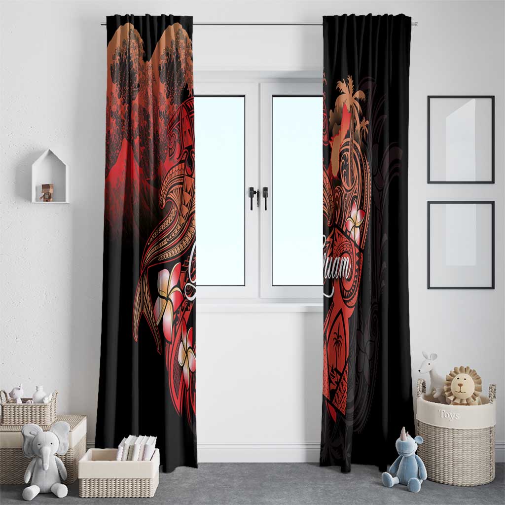 Guam Tribal Chamorro Window Curtain Polynesian Shark with Plumeria and Sea Vibe LT03 - Polynesian Pride