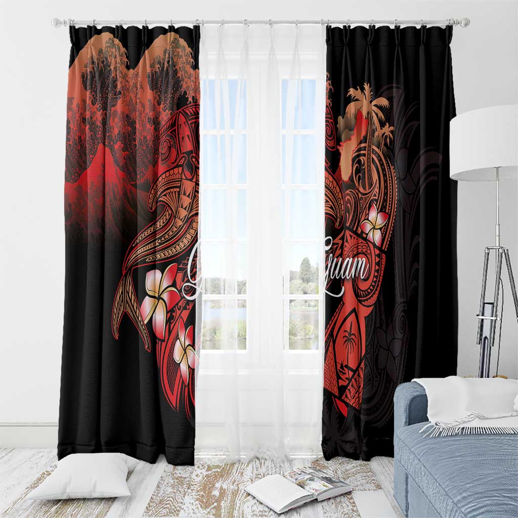 Guam Tribal Chamorro Window Curtain Polynesian Shark with Plumeria and Sea Vibe LT03 - Polynesian Pride