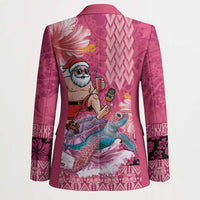 Hawaii Mele Kalikimaka Blazer Funny Santa with Tribal Tattoos Kakau Pink Color - Polynesian Pride