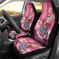 Hawaii Mele Kalikimaka Car Seat Cover Funny Santa with Tribal Tattoos Kakau Pink Color LT03 - Polynesian Pride