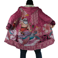 Hawaii Mele Kalikimaka Cloak Funny Santa with Tribal Tattoos Kakau Pink Color - Polynesian Pride