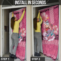 Hawaii Mele Kalikimaka Door Cover Funny Santa with Tribal Tattoos Kakau Pink Color LT03 - Polynesian Pride