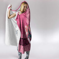 Hawaii Mele Kalikimaka Hooded Blanket Funny Santa with Tribal Tattoos Kakau Pink Color - Polynesian Pride