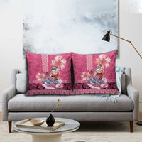 Hawaii Mele Kalikimaka Pillow Cover Funny Santa with Tribal Tattoos Kakau Pink Color - Polynesian Pride