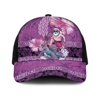Hawaii Mele Kalikimaka Baseball Net Cap Funny Santa with Tribal Tattoos Kakau Purple Color - Polynesian Pride