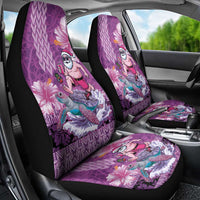 Hawaii Mele Kalikimaka Car Seat Cover Funny Santa with Tribal Tattoos Kakau Purple Color LT03 - Polynesian Pride