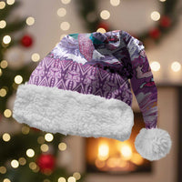 Hawaii Mele Kalikimaka Christmas Santa Hat Funny Santa with Tribal Tattoos Kakau Purple Color LT03 With Fur Purple - Polynesian Pride