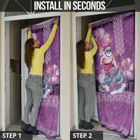 Hawaii Mele Kalikimaka Door Cover Funny Santa with Tribal Tattoos Kakau Purple Color LT03 - Polynesian Pride