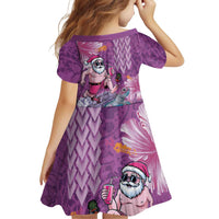 Hawaii Mele Kalikimaka Family Matching Long Sleeve Bodycon Dress and Hawaiian Shirt Funny Santa with Tribal Tattoos Kakau Purple Color LT03 - Polynesian Pride