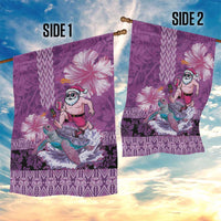 Hawaii Mele Kalikimaka Garden Flag Funny Santa with Tribal Tattoos Kakau Purple Color LT03 - Polynesian Pride