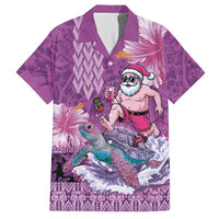 Hawaii Mele Kalikimaka Hawaiian Shirt Funny Santa with Tribal Tattoos Kakau Purple Color LT03 Purple - Polynesian Pride