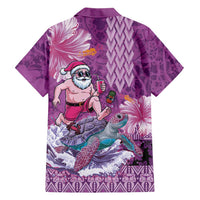 Hawaii Mele Kalikimaka Hawaiian Shirt Funny Santa with Tribal Tattoos Kakau Purple Color LT03 - Polynesian Pride