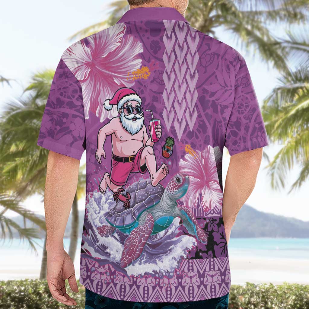 Hawaii Mele Kalikimaka Hawaiian Shirt Funny Santa with Tribal Tattoos Kakau Purple Color LT03 - Polynesian Pride