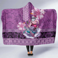 Hawaii Mele Kalikimaka Hooded Blanket Funny Santa with Tribal Tattoos Kakau Purple Color LT03 One Size Purple - Polynesian Pride