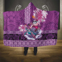 Hawaii Mele Kalikimaka Hooded Blanket Funny Santa with Tribal Tattoos Kakau Purple Color LT03 - Polynesian Pride