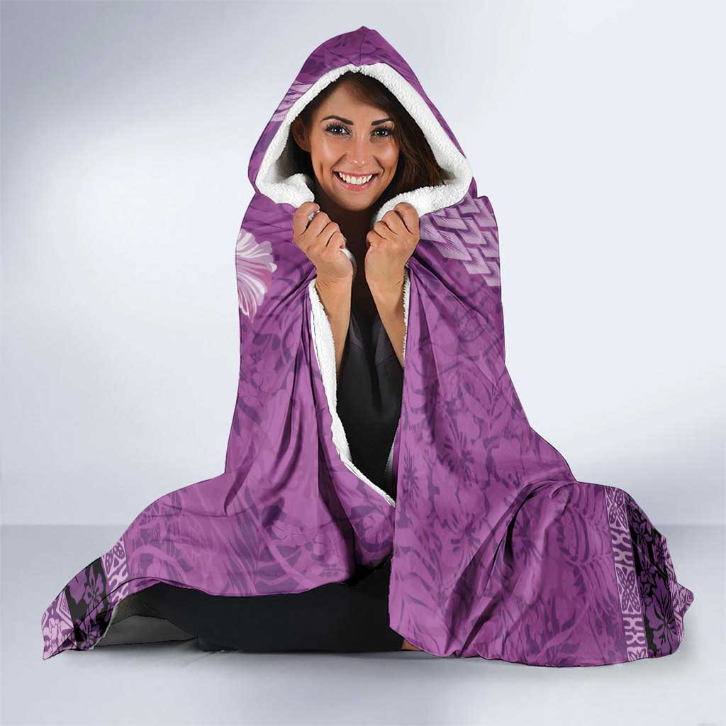 Hawaii Mele Kalikimaka Hooded Blanket Funny Santa with Tribal Tattoos Kakau Purple Color LT03 - Polynesian Pride
