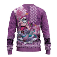 Hawaii Mele Kalikimaka Ugly Christmas Sweater Funny Santa with Tribal Tattoos Kakau Purple Color LT03 - Polynesian Pride
