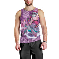 Hawaii Mele Kalikimaka Men Tank Top Funny Santa with Tribal Tattoos Kakau Purple Color - Polynesian Pride