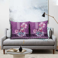 Hawaii Mele Kalikimaka Pillow Cover Funny Santa with Tribal Tattoos Kakau Purple Color - Polynesian Pride